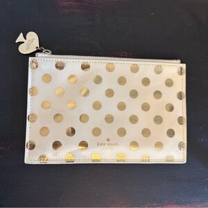 Kate Spade Gold Polka Dot Clutch Pencil Pouch